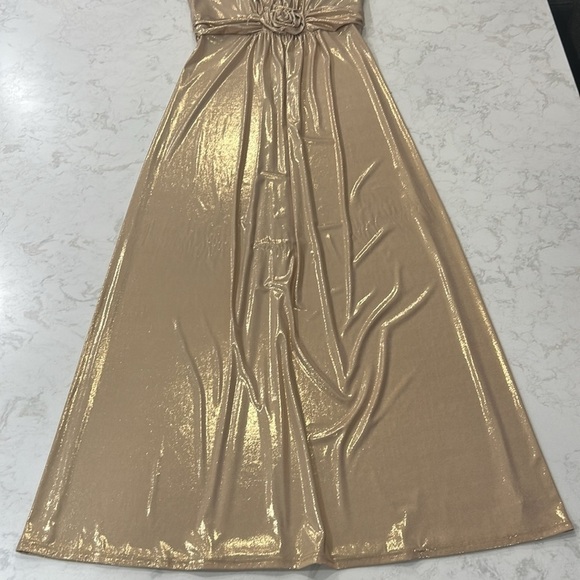Jessica McClintock Vintage Elegant Gold Shimmer Evening Dress Gown Made in USA - Picture 10 of 16